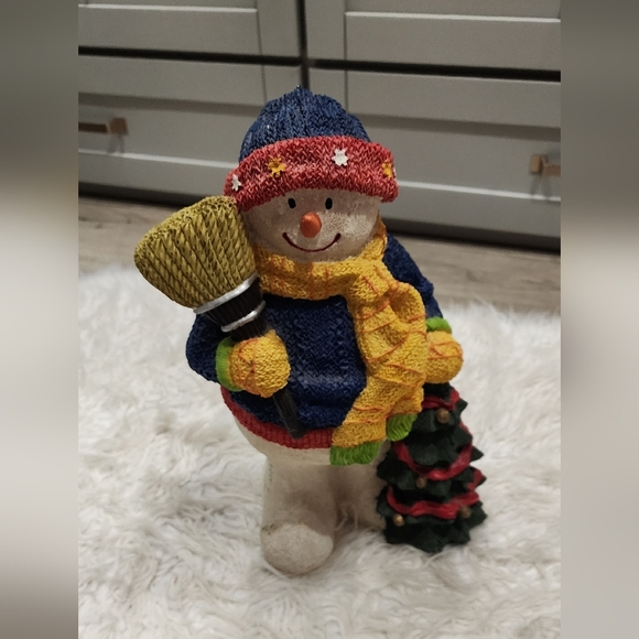 Other - 16" Holiday Snowman Figurine with Broom